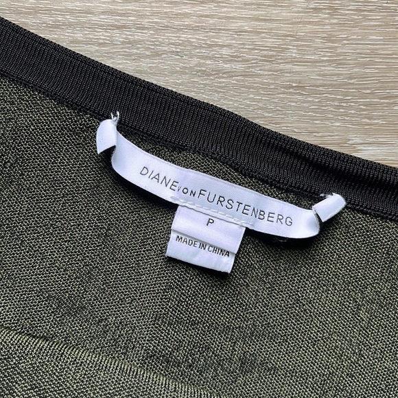 DVF Flote A-Line Mini Skirt Mixed Print Green Black Ribbed Stretch Knit - Picture 7 of 12